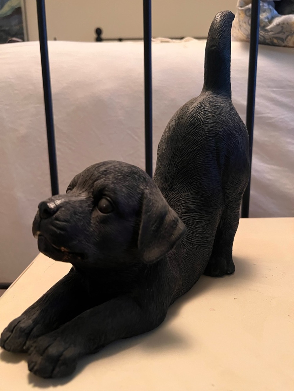 Black Puppy Dog Figurine - Decorative Pet Statue and cell phone holder